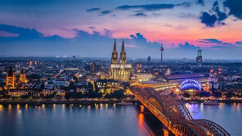 2560x1440 Germany Cologne Bridge Building City 1440P Resolution HD 4k ...