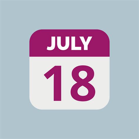 July 18 Calendar Date Icon 23202580 Vector Art at Vecteezy