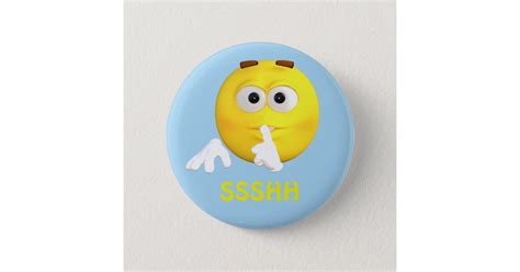 Be Quiet Emoji Emoticon Cartoon Face Button | Zazzle