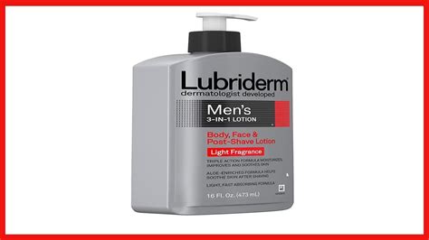 Lubriderm Men's 3-In-1 Lotion Enriched with Aloe for Body and Face, Non-Greasy Soothing Post ...