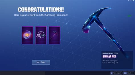 Fortnite Galaxy Pickaxe, Glider en Back Bling nu in-game