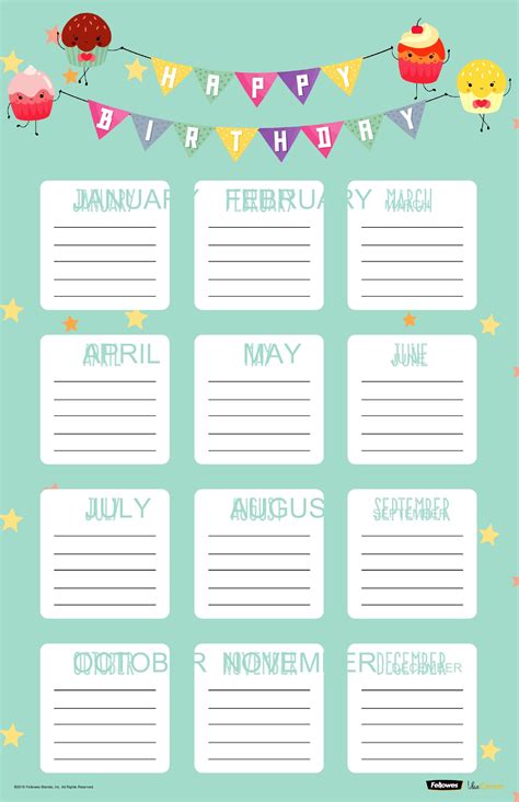 Printable Birthday Calendar Template Birthday List Perpetual | ubicaciondepersonas.cdmx.gob.mx