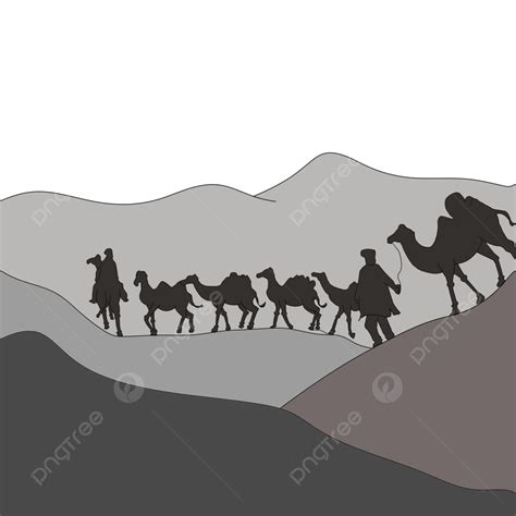 Desert Caravan Silhouette Vector PNG, Desert Silk Road Caravan, Desert, Silk Road, Caravan PNG ...