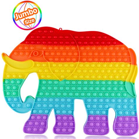 ZIMFANQI Pop-it Fidget Toys Jumbo Elephant Big Simple Dimple Fidget Popper Giant Sensory Toy 252 ...