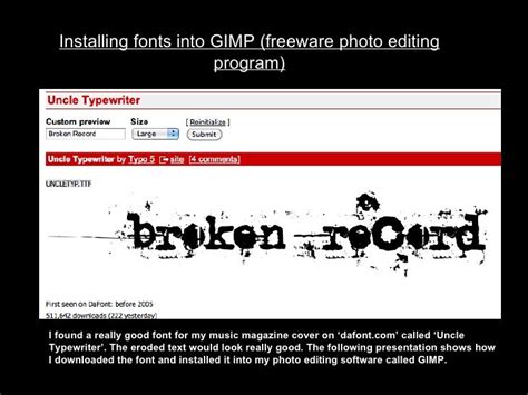 Installing fonts in gimp