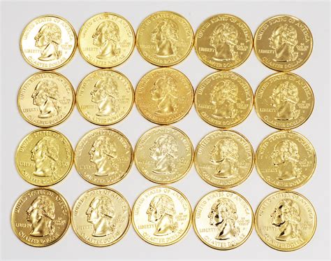 24kt GOLD Plated - Mixed Lot Of 20 Gold Plated Quarters | Property Room