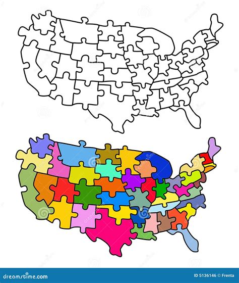 Map USA with States As a Puzzle Stock Illustration - Illustration of ...