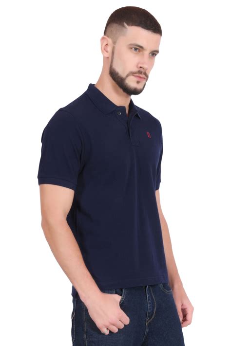 Plain Cotton Navy Blue Polo T shirt for Men – BlueAura Apparels