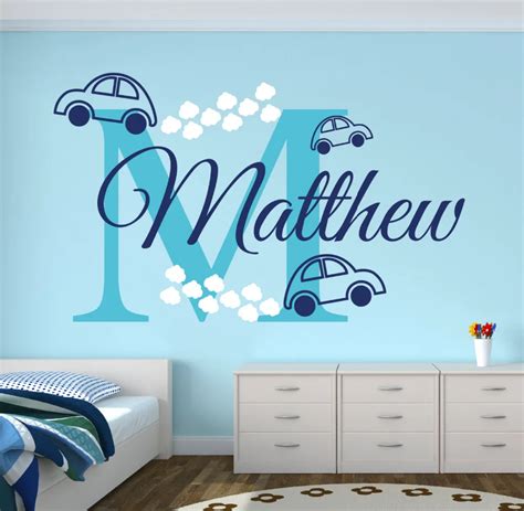 Personalized Name Cars Wall Stickers For Boy's Bedroom Removable DIY ...