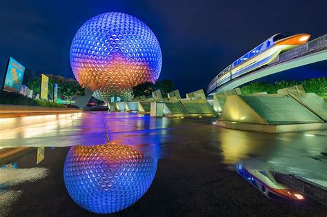 A Monorail's Reflection of Spaceship Earth — Matthew Cooper Photography