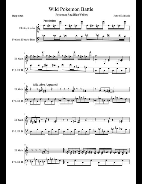 Wild Pokemon Battle Theme sheet music for Guitar, Bass download free in PDF or MIDI