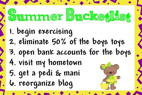 Summer Bucket List