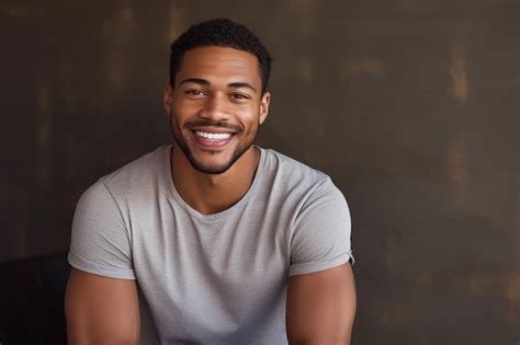 Premium Photo | Handsome African American Man Smiling and Looking at ...