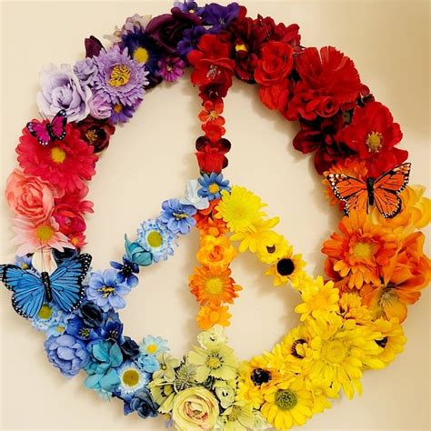 Rainbow Peace Sign - Etsy