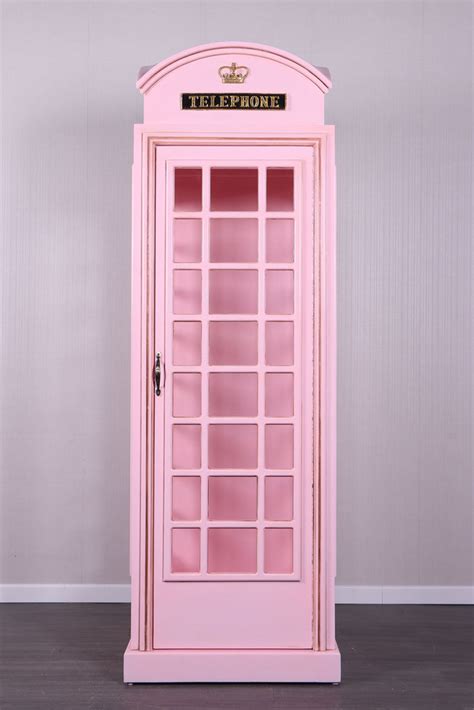 Light Pink British Phone Booth Life Size Statue | LM Treasures