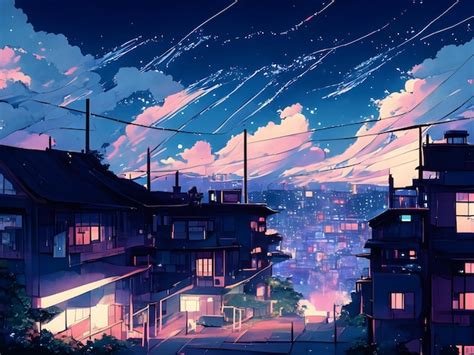 Premium Photo | Anime cityscape in the night