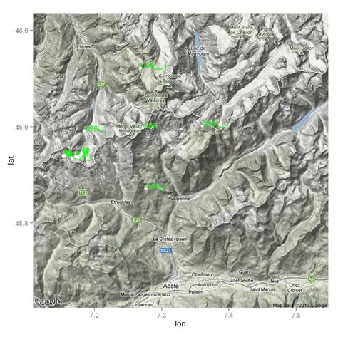 Plotting coordinates of multiple points at google map in R - Stack Overflow