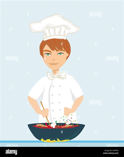 illustration of young kitchen chef Stock Photo - Alamy