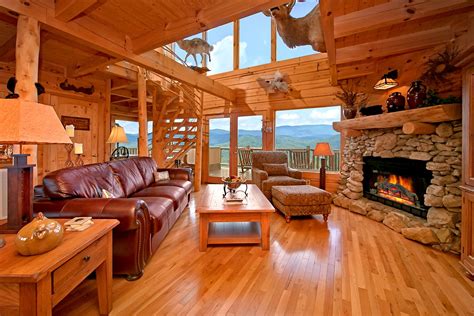 Log Cabin Living Room With Fireplace - logoax