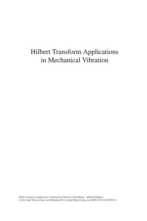 SOLUTION: Hilbert transform applications in mechanical vibration - Studypool