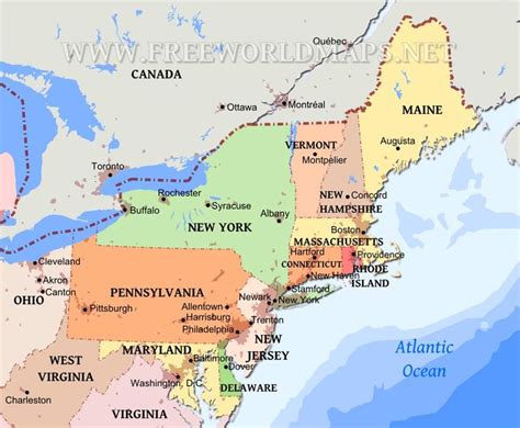 Northeastern US maps | United states map, Usa map, East coast usa