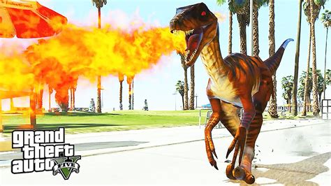 GTA 5 PC Mods - Velociraptor Dinosaur Mod - (GTA 5 Dino Mod Gameplay ...