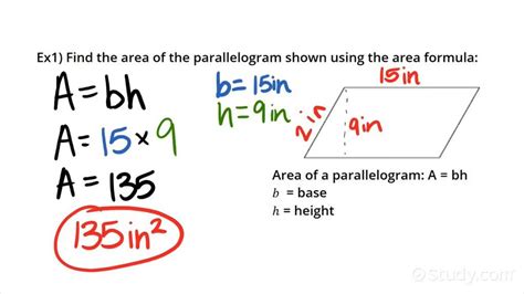 How to Find the Area of a Parallelogram | Geometry | Study.com