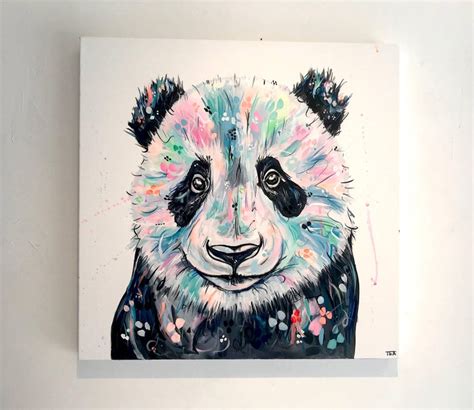 Sophie Tea - Panda original abstract animal painting For Sale at 1stdibs