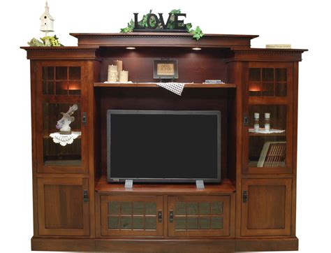 Entertainment Center with Wood & Glass Door Options - Amish Furniture ...