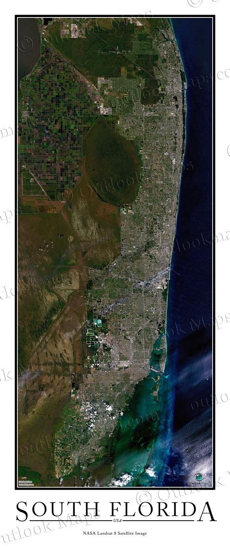 South Florida Satellite Map Print | Aerial Image Poster