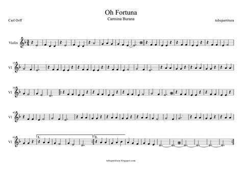 tubescore: Oh Fortuna by Carl Orff sheet music for Violin Carmina Burana Music Score