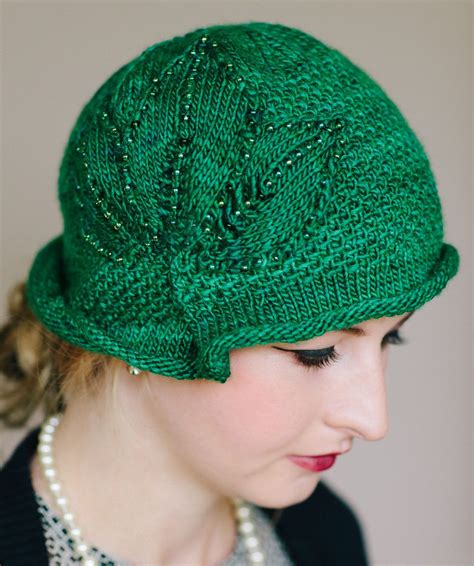 Knitting Pattern for Daisy Cloche (not free) This cloche hat with pleated rolled brim, textured ...