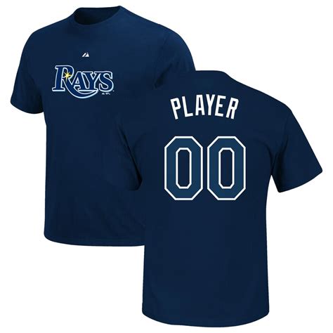 Majestic Tampa Bay Rays Navy Custom Roster Name & Number T-Shirt