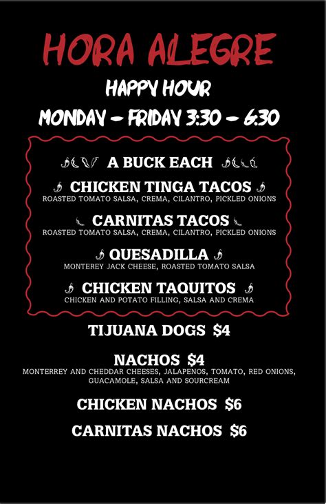 La Plancha Mexican Grill and Tequila Bar: La Plancha Grill Happy Hour Menus