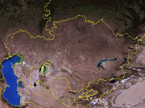 Large satellite map of Kazakhstan | Kazakhstan | Asia | Mapsland | Maps of the World