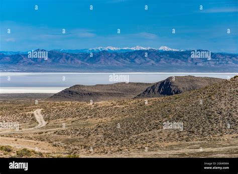 Sevier Lake, Sevier Desert, Cricket Mountains, Pahvant Range in far distance, view from Miller ...