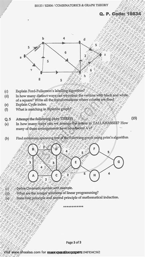 Combinatorics and Graph Theory 2017-2018 B.Sc Computer Science Semester 3 (SYBSc) question paper ...