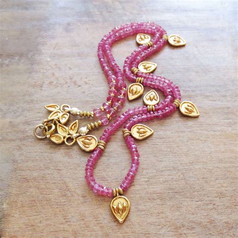 Pink Gemstone Beaded Necklace, Gold, Yoga Jewelry, Meaningful Jewelry, Spiritual Jewelry ...