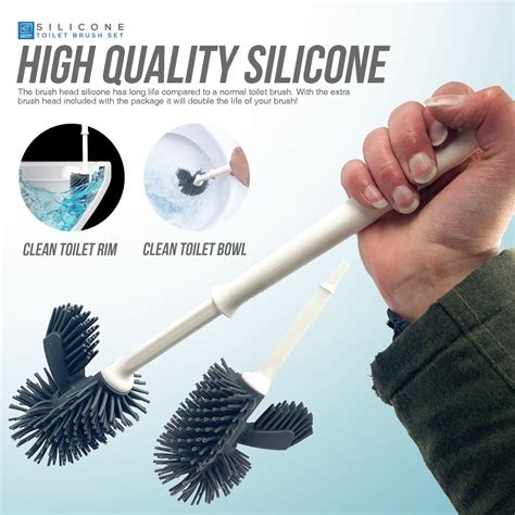 Silicone Toilet Brush Set with Spare Brush Head – The Dustpan and Brush Store