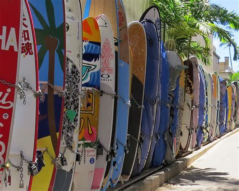 Oahu: Waikiki Surfboard Storage | Surfboards are chained and… | Flickr