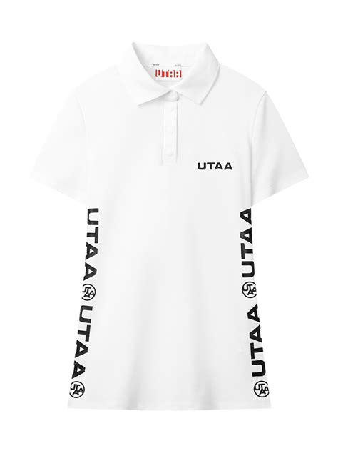 UTAA Diagonal Symbol Line PK T-shirt : Women's White (UD2TSF768WH) - 유타 골프