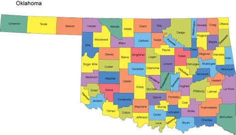 Oklahoma Map with Counties