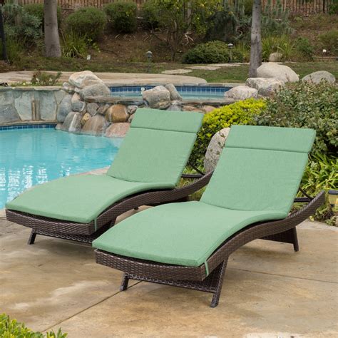 Anthony Outdoor Wicker Adjustable Chaise Lounge with Cushion, Set of 2, Multibrown, Jungle Green ...