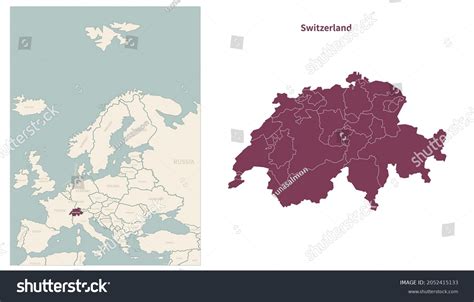 Vektor Stok Switzerland Map Map Switzerland Neighboring Countries ...