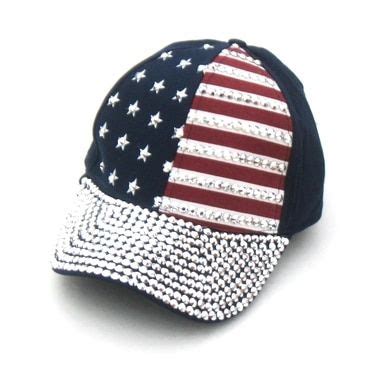 Red White Blue American Flag Rhinestone Studded Baseball Cap zemado.com ...