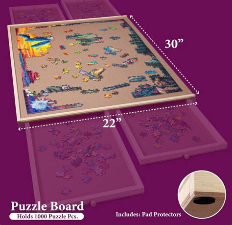 1000 Piece, Rotating Wooden Jigsaw Puzzle Table, Portable Puzzle Table ...