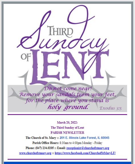 March 20, 2022:The Third Sunday of Lent — Church of St. Mary