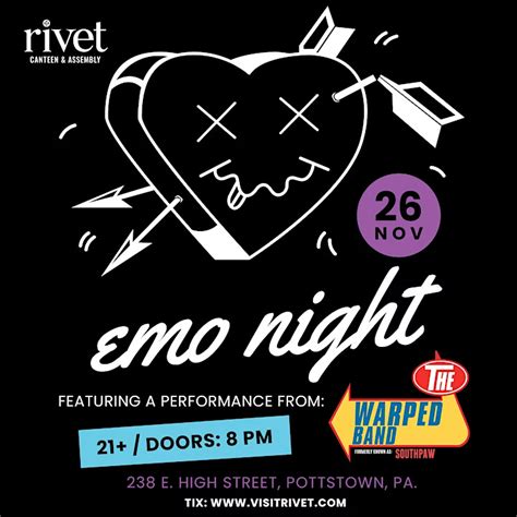 EMO NIGHT with The Warped Band at Rivet! • Sat. November 26th