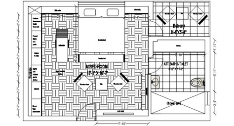 Master bedroom architecture layout plan with furniture drawing details ...