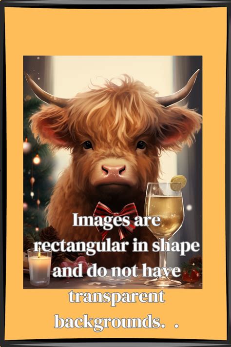 Highland Cow, Highlander Cow for Christmas, Funny Cow for Wall Art ...